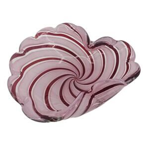 MCM Murano art glass bowl HEAVY Latticino Zanfirico Swirl centerpiece Pink White